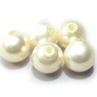 国産貝パール　ホワイト10mm玉　片穴玉　10個 ハンドメイド 高級貝パール