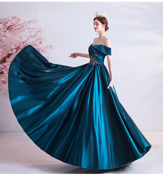 INED イネド パーティードレス 結婚式 発表会 グリーン ネイビー