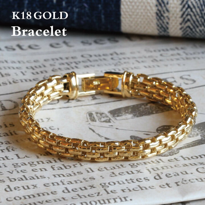 楽天市場】18金 K18 ブレスレットゴールド チェーンブレス 太め : 18金  