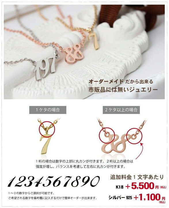 楽天市場】K18 18金 18k ナンバーネックレス 数字 マイナンバー 
