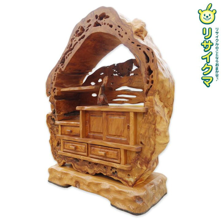 楽天市場】【中古】K▽屋久杉 飾り棚 伝統工芸 輪切り 茶棚 違い棚 