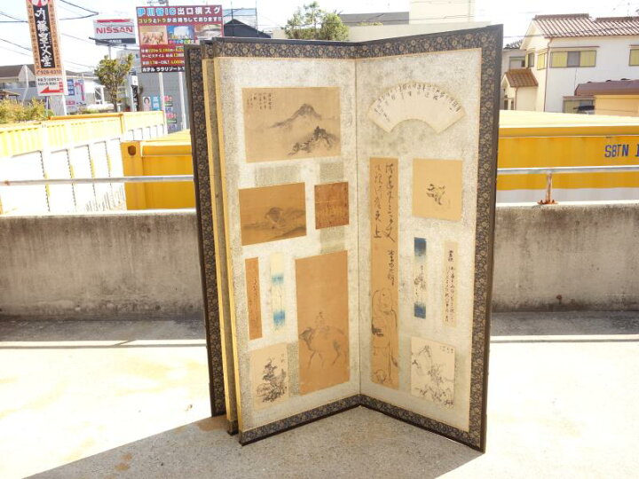 楽天市場】【中古】F▽屏風 六曲半双 マクリ 貼り付け 古画 扇面 
