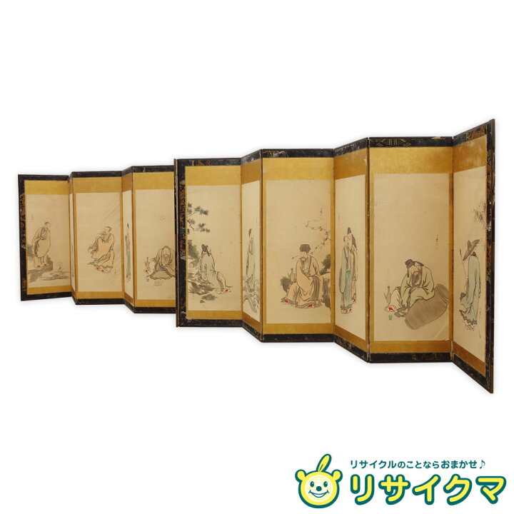 楽天市場】【中古】K▽屏風 六曲一双 時代図屏風 唐人物画 中国 □大型 