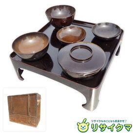 【中古】K▼お膳 仏膳 6膳 木箱入り ■大型商品・送料別途必要■ (37661)