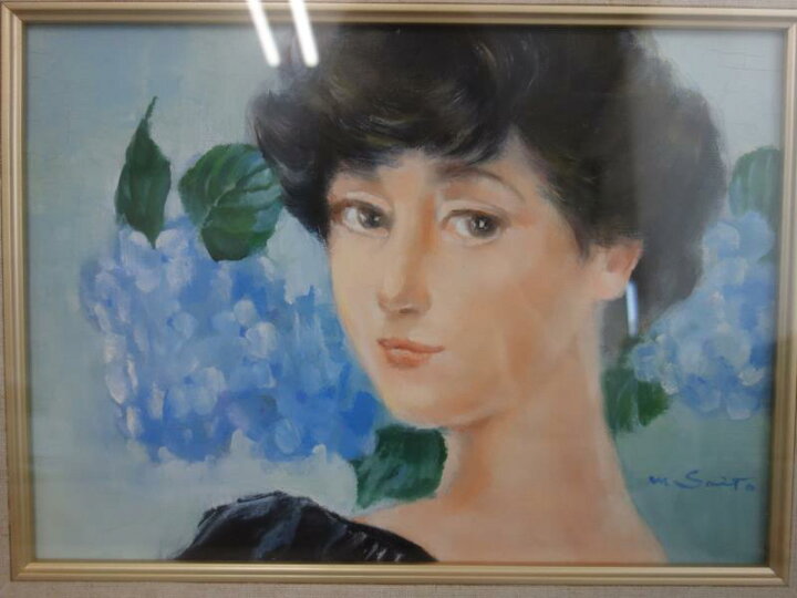 楽天市場】【中古】M▽斎藤光子 油彩 絵画 額縁 ソワレの女 F4 □送料 