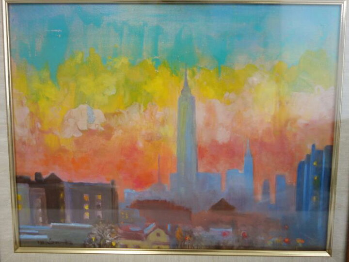 楽天市場】【中古】M▽斎藤光子 油彩 絵画 額縁 エンパイアを望む F6 
