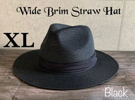 RSL 【最短当日発送】　大きいサイズ つば広 ストローハット フェドラ 3段帯 BIG XL　メンズ　レディース　男女兼用　ストロー　中折れハット　フェドラハット　マニッシュハット　ワイドブリム　春夏　春　夏　ブラック　ベージュ　ブラウン　麦わら帽子