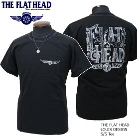 2023年夏新作 THE FLAT HEAD（ザ・フラットヘッド） LOUIS DESIGN/ルイスデザイン 半袖Tシャツ 黒 ブラック FN-THC-035【メンズ/アメカジ/フラヘ/バイカー/日本製/送料無料】
