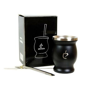 Un Mate (ウン マテ) マテ茶カップ ステンレス 本場アルゼンチンデザイン 230ml お手軽スターターキット マテゴード マテ茶 グアンボ グァンボ ボンビージャ/ステンレスストロー &amp;ブラシ付