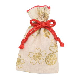 ひらの屋 お守り袋 巾着 パワーストーン 持ち塩 金桜 可愛い 出雲大社表参道 【黒/紫/クリーム】 (クリーム)