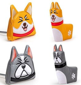 ゴルフヘッドカバー パターカバー ピンタイプ用 マレット用 スコッティーキャメロン スパイダーパター オデッセイに適合 マグネット開閉式 笑い犬