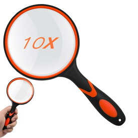 手持ちルーペ ビッグルーペ 拡大鏡 虫眼鏡 レンズ径100mm 高倍率タイプ 10倍拡大 手持ち読書拡大鏡 携帯便利 見やすい 高齢者及び専門家使用可能 趣味観察/新聞/読書/地図/科学教室に使用
