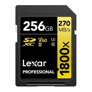Lexar Professional SDXCJ[h 256GB GOLDV[Y 1800x UHS-II Class10 U3 V60 őǂݏo270MB/s ő发180MB/s [J[T|[g LSD1800256G-BNNNG