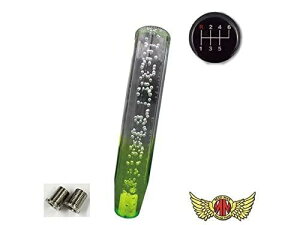 クリスタルシフトノブ 泡 250mm クリア/グリーン 変換アダプター付き ふそう キャンター ベストワンファイター フルコンファイター いすゞ 07エルフのローキャブ用 MM75-26326-CLG