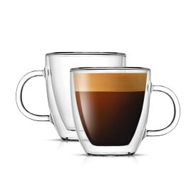二重ガラス コーヒーカップ 透明 断熱 マグ ハンドル付き クリア 耐熱 ホットドリンク用 コールド対応 日常使い キッチン雑貨
