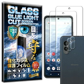 2枚+2枚セット ブルーライトカット カメラ レンズ 保護ガラス付 arrows N F-51C docomo ガラスフィルム arrows N F-51C docomo フィルム 硬度 10H 強化ガラス 液晶 画面 保護 フィルム カメラガラス カメラフィルム レンズフィルム RISE PRODUCTS