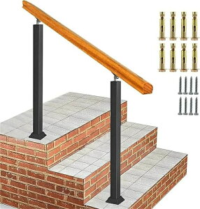 手すり 屋外 玄関 階段 無垢材 手摺り マット ブラック アイアン 階段手すり 角度調整可能 高齢者用 サポート 水平置き可能 屋外手すりに適しています 60 80 100 120 140cm 高さ85cm