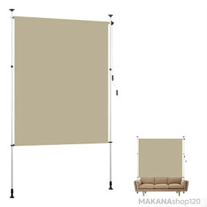 【楽天スーパーSALE!一週間限定10%OFF!】突っ張り目隠しサンシェード オーニングシェード 日除けシェード 手動格納式 高さ調節可能 巻き上げ式縦型シェード UVカット防水PU塗装 通気性 断