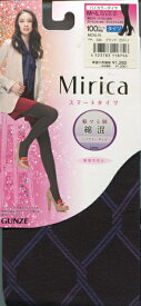 特価品【グンゼ】Mirica　スマートタイツ：綿混・バイカラーダイヤ柄・100デニール相当・静電気防止