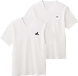 値下げ品【グンゼ】adidas　2枚組綿混吸汗速乾VネックTシャツ