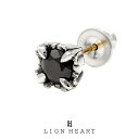 ライオンハート BASIC KINGDOM コマンダーストーンピアス シルバー925 (ブラックxシルバー) 01EA0181BK LION HEART ライオン ハート メンズ 男性 18Kポスト キングダム 1点売り 片耳用 キャッチ ブランド プレゼント ギフト