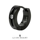 ライオンハート LH-1 フープ ピアス 1ストーン サージカルステンレス (ブラック) LHMP001N LION HEART 石 1点売り 片耳用 シンプル 金アレ対応 メンズピアス ブランド [メール便対応] プレゼント ギフト