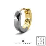 ライオンハート for Gift “THE EDGE” カッティング フープ ピアス シルバー925 MIXカラー (ブラック＆…