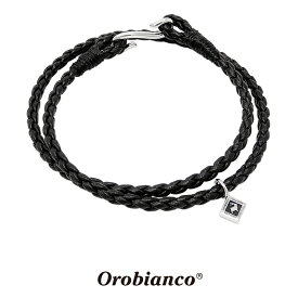 オロビアンコ レザー2連ブレスレット ブラック OREB036BKS シルバー925 Orobianco Bracelet 革紐 メンズ ブランド プレゼント 誕生日