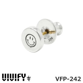 10%OFFクーポン対象／ ビビファイ スタンプ サークル スタッドピアス 【スマイル】 シルバー925 K18ゴールドポスト VIVIFY VFP-242 K18goldpost Stamped Circle Pierce 1点売り 片耳用 プレゼント 誕生日