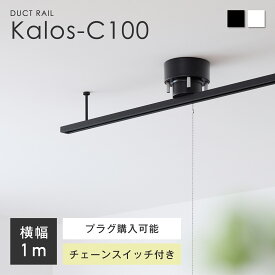 ダクトレール ライティングレール 1m 100cm プラグ購入可能 チェーンスイッチ付 照明レール スポットライト ペンダントライト 工事不要 簡単設置 ライティングダクト 間接照明 天井照明 照明器具 電気 取付け簡単 おしゃれ シンプル 店舗 カフェ オフィス Kalos-C100