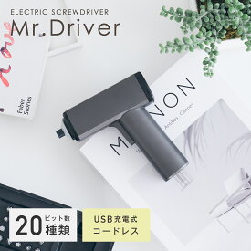 コードレス電動ドライバー ビット付き セット 小型 USB 充電式 ケース付き 軽量 コンパクト 収納 簡単 プラス マイナス 六角 女性 初心者 修理 日曜大工 DIY 家庭用 長時間作業 LEDライト付き 電池式 軽量設計 機能性 多機能 収納ケース 工具 Mr.Driver