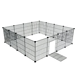 【マラソン限定！5％OFFクーポン】ペット 用 フェンス ドア 付 室内 サークル 広い ケージ ゲート 犬 猫 うさぎ ウサギ 小動物 飼育 プレイサークル バリア ゲート ファイン家具 パネル35x45cm 網目スリム