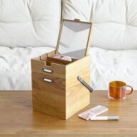 Wooden Cosme Box ヴィンテージナチュラル メイクボックス 鏡付き 木製 コスメボックス 持ち運び ドレッ…