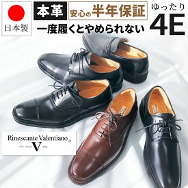 国産 ビジネスシューズ 本革 日本製 メンズ 神戸の靴 幅広 4E 牛革 革靴 天然牛革 紳士靴 大きいサイズ スモールサイズ レザー 仕事用 滑りにくい ブラウン 茶色 プレーン Uモカ ローハー リナシャンテバレンチノ Rinescante Valentiano 金谷製靴