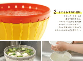 ボール・コランダーSセット【ザルliberalistaボウルざるプラスチックボウルセットふた付きフタ付き温野菜蒸し野菜保存容器電子レンジOK電子レンジ対応食洗機対応耐熱おしゃれキッチン調理台所デザインリベラリスタH&Hリス】