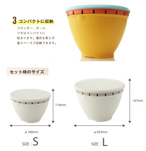 ボール・コランダーSセット【ザルliberalistaボウルざるプラスチックボウルセットふた付きフタ付き温野菜蒸し野菜保存容器電子レンジOK電子レンジ対応食洗機対応耐熱おしゃれキッチン調理台所デザインリベラリスタH&Hリス】
