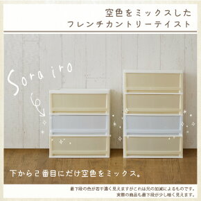 チェスト収納ケースRISUコットンキャンディリリィ3段【収納ボックス収納boxおしゃれプラスチックケース衣類収納奥行4040cm押入れクローゼットナチュラルかわいいリス】