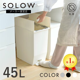 【メーカー公式店】【レビューでプレゼント有り】 SOLOW ソロウ ペダルオープンツイン 45L ゴミ箱 45リットル おしゃれ ごみ箱 ふた付き カップボード下 棚下 カウンター下 キッチン 分別 リビング コンパクト シンプル 送料無料 抗菌 防汚 リス株式会社