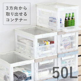 収納ボックス 折りたたみ コンテナ CB-51NRL（折りたたみコンテナー 両扉 50L）収納ケース プラスチック 折りたたみ 神ボックス 送料無料 コンテナボックス オリコン 岐阜プラスチック工業 リス
