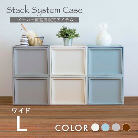 収納ボックス 収納ケース RISUスタックシステムケース ワイドL【2段セット】カラーボックス 送料無料 日本製 チェスト おしゃれ 北欧 収納 引き出し クローゼット 押入れ収納 衣類 奥行50 50cm プラスチック 押し入れ収納 リス株式会社