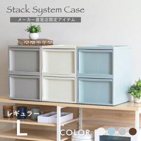 収納ボックス 収納ケース RISUスタックシステムケース レギュラーL【2段セット】送料無料 おしゃれ 北欧 チェスト 収納 引き出し 引出 小物入れ 書類ケース レターケース プラスチック A4 ホワイト系 白 アイボリー ブラウン ブルー 日本製