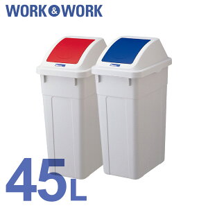 W&W分類ボックス45スリム プッシュ 本体・フタセット ゴミ箱 ごみ箱 ダストボックス 45L 分別 業務用 学校 公共 リサイクル リス