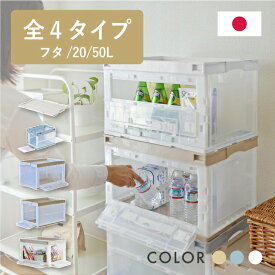 【レビュープレゼントあり】収納ボックス 折りたたみ コンテナ 側面扉タイプ 50L 20L 専用フタ 収納 ボックス コンテナボックス 神ボックス 収納ケース おしゃれ プラスチック 折りコン 折り畳み サイドオープン 両扉 片扉 コンテナボックス オリコン 国産 日本製 CB-51NRL