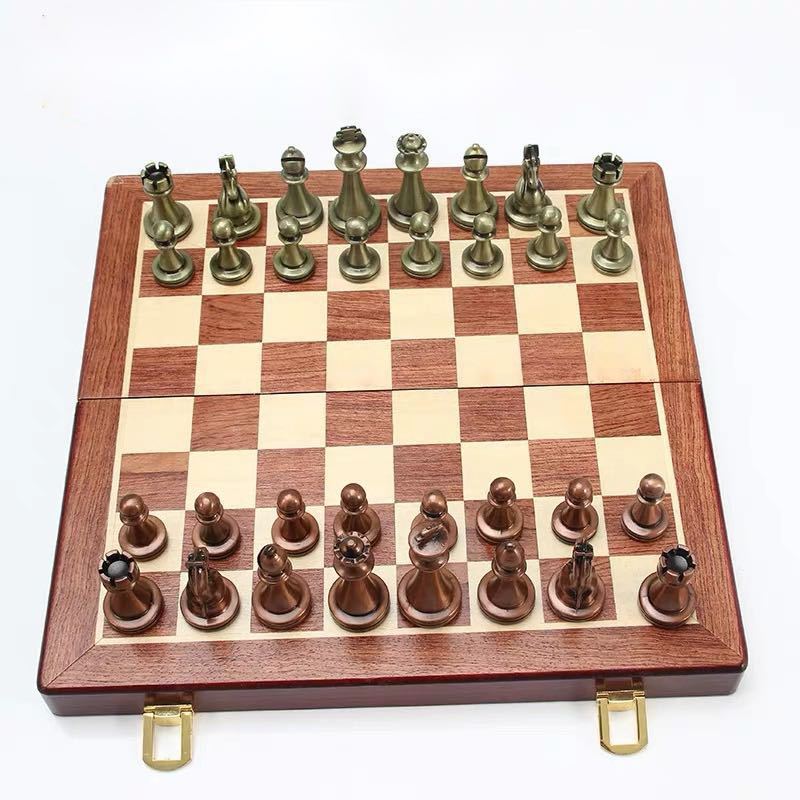 チェスセット チェス盤 駒 ボードゲーム アンティーク 折り畳み盤 高級感 | リタハウス　楽天市場店