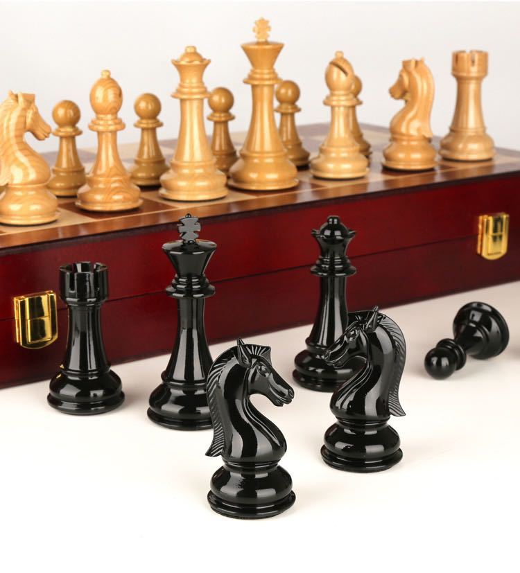 チェスセット チェス盤 駒 ボードゲーム アンティーク 折り畳み盤 高級感 未使用新品 | リタホーム　楽天市場店