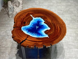 高級レジンテーブル ウッドリバーテーブル 樹脂テーブルダイニングテーブル　 天然木テーブル リバーテーブル 海　川の流れ（幅104cm)一点だけ