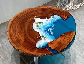 高級レジンテーブル ウッドリバーテーブル 樹脂テーブル ダイニングテーブル 天然木テーブル リバーテーブル 海　川の流れ（幅102cm)一点だけ