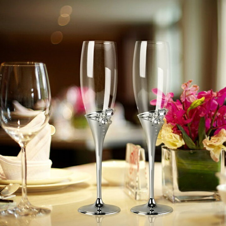 楽天市場】A001504C2上品 ワイングラス ペア☆レア シャンパン グラス  