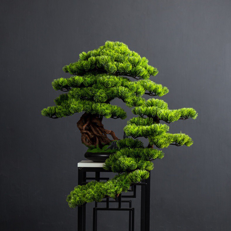 楽天市場】220729-37インテリアグリーン 高級模造迎客松盆栽 置物 禅意