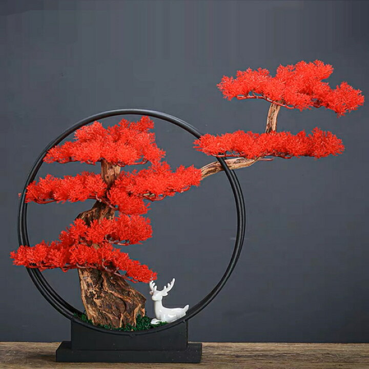 楽天市場】A018377インテリアグリーン 模造迎客紅葉 もみじ 置物 禅意  